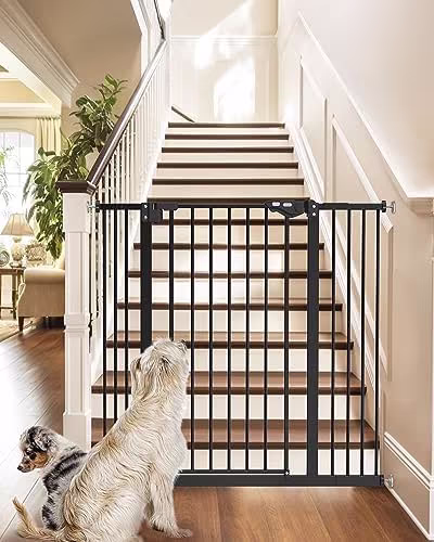 InnoTruth 36" Tall Baby Gate for Dogs, 29-39.6” Auto Close Safety Gate Crafted for Child Protection with 2.24" Slots, Dual-Lock Safety Design and Wall-Friendly, Black